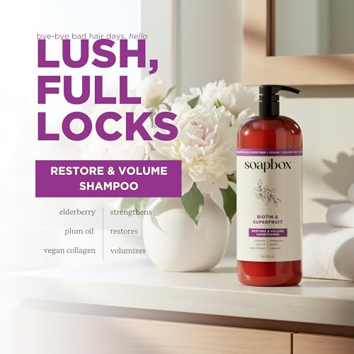 Biotin & Superfruit Shampoo & Conditioner Set for Volume - 1L - Soapbox