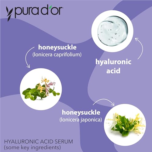 PURA D'OR 3.3 Oz Hyaluronic Acid Serum For Deep Hydration - Anti-Aging, Plumping & Moisturizing Formula For Smooth, Supple Skin - Natural Skincare Boost - Fine Lines & Wrinkle Reducer - Travel Size