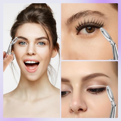 4 Pieces Eyebrow Tweezers Scissor Handle Set Flat Straight Tip Hair Plucker and Slanted Tip Shaped Eyebrow Facial Remover Stainless Steel Brow Tweezers for Women Men(Silver,Black)