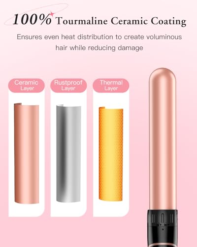 Rose Gold 6-in-1 Long Barrel Curling Wand Set with Interchangeable Ceramic Wands