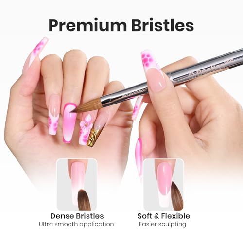 Beetles Pro Acrylic Nail Brush C-Silver-2 - Kolinsky Nail Art Tool, Professional