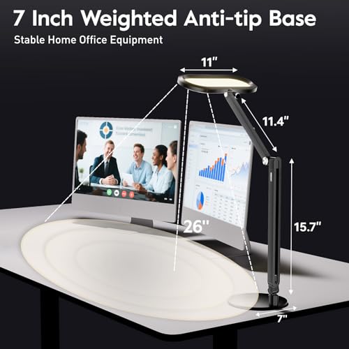 LitONES Premium LED Desk Lamp - Dual-Sided Soft Lighting with Knob Remote - Black