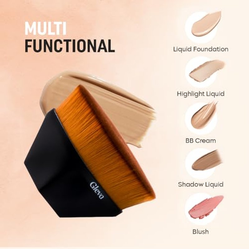 Foundation Makeup Brush, Kabuki Hexagon Face Blush Liquid Powder Foundation Brush for Blending Liquid, Cream or Flawless Powder Cosmetics (Black)