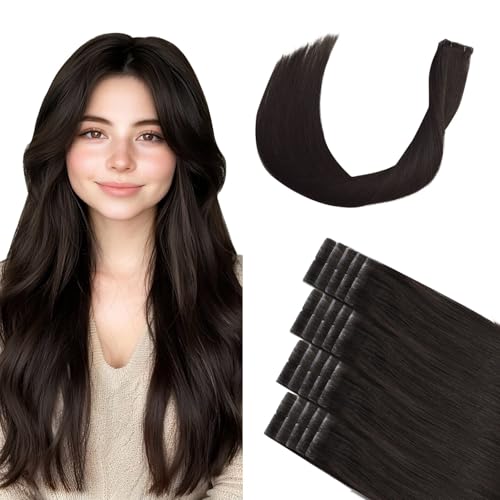 Dark Brown Hair Extensions Tape in Hair 14 Inch 40g – Invisible Seamless Fit