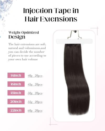 Dark Brown Hair Extensions Tape in Hair 14 Inch 40g – Invisible Seamless Fit