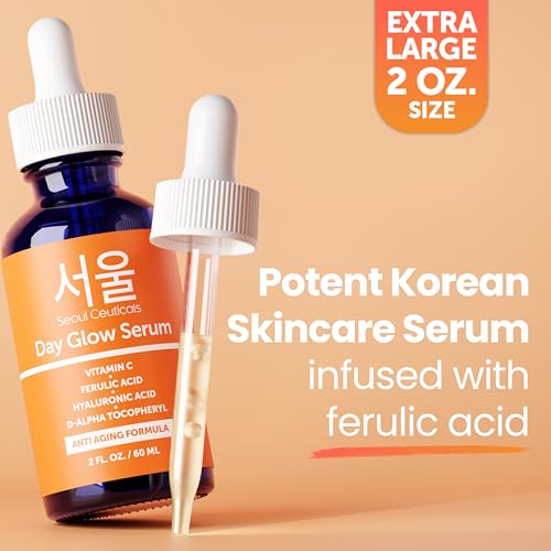 SeoulCeuticals Large 2oz Korean 20% Vitamin C Hyaluronic Acid Serum + CE Ferulic Acid - Potent Anti Aging Vit C, Anti Wrinkle K Beauty Skincare (Pack of 2)