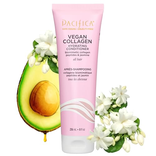 Pacifica Hair Conditioner - Vegan Collagen Hydrating, Haircare, Avocado Oil, Vitamin B5, Add and Restore Shine, For Dry and Damaged Hair, Sulfate and Silicone Free, Hair Care, 8 fl oz (1 Count)