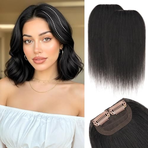 Clip-In Hair Extensions 10 Inch Natural Black 2Pcs Short Human Hair Volumizing