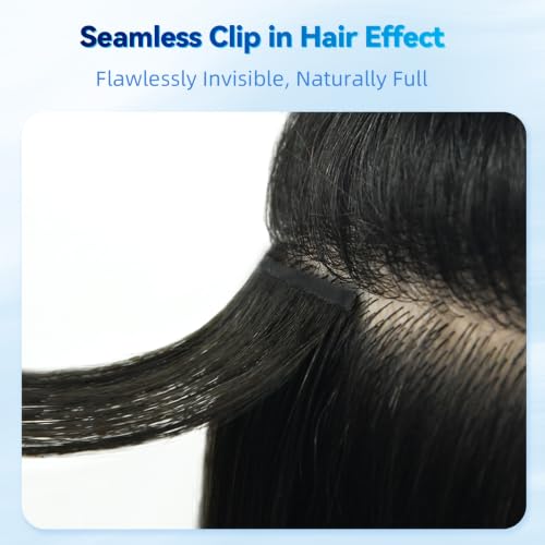 U Extension Seamless Clip-In Human Hair Extensions 16 Inch Natural Black 2 Pcs