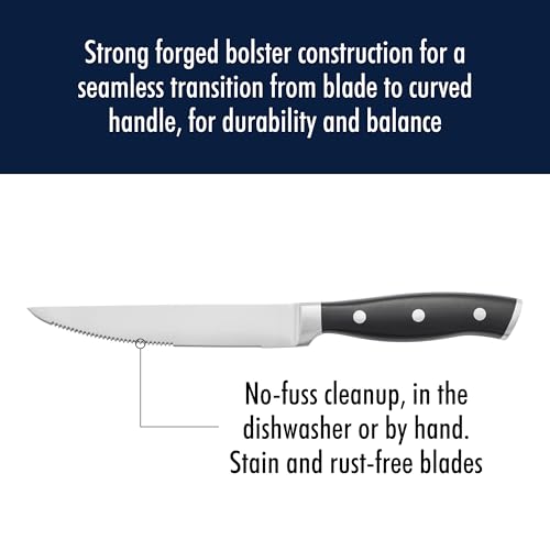 Henckels Forged Accent Steak Knives Set of 4 - Black, Razor-Sharp, German Engineered