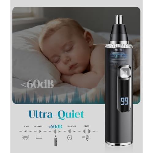 Nose Hair Trimmer for Men and Women, Type-C Rechargeable Precision Groomer with Double-Edged Blades, Painless & IPX7 Waterproof Design for Nose, Ears, Eyebrows and Facial Hair