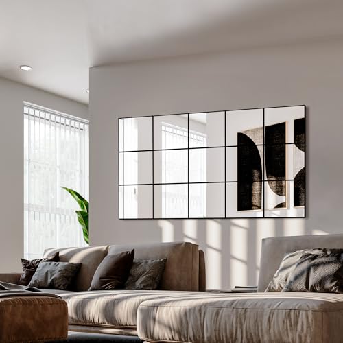 Delma Full Length Window Pane Wall Mirror 28x55 Inch Black - Seamless Grid Design