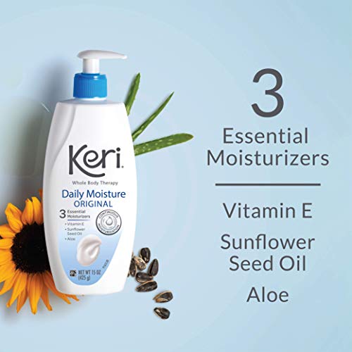 Keri Whole Body Therapy Original, Continuous Moisturization, 3 Essential Moisturizers (Vitamin E, Aloe and Sunflower Seed Oil), 15 oz Pump (Pack of 2)