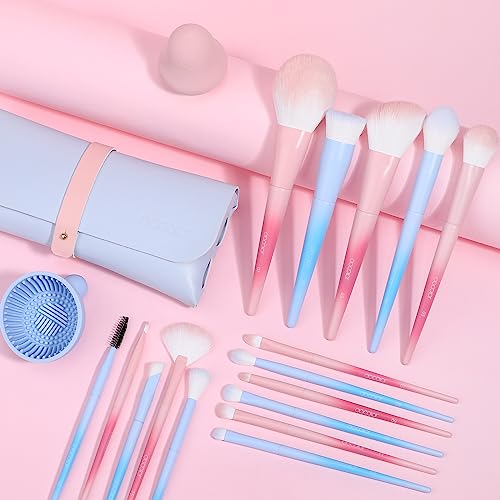 Docolor Fantasy Series Ⅲ Makeup Brush Set with Sponge & Bag – 16+3 Pcs Professional Face & Eye Brushes