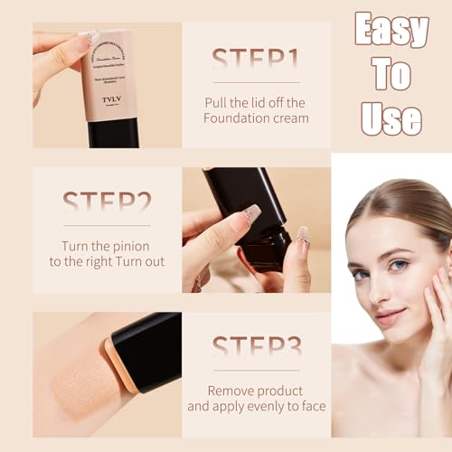 Face Foundation Contour Stick - Long-Wear, Lightweight Brightening Concealer Makeup, 2 In 1 Foundation Stick With Brush - For All Skin Types