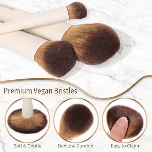 Ceamy Makeup Brush Set 10pc - Dual-Ended Vegan Brushes for Face & Eyes