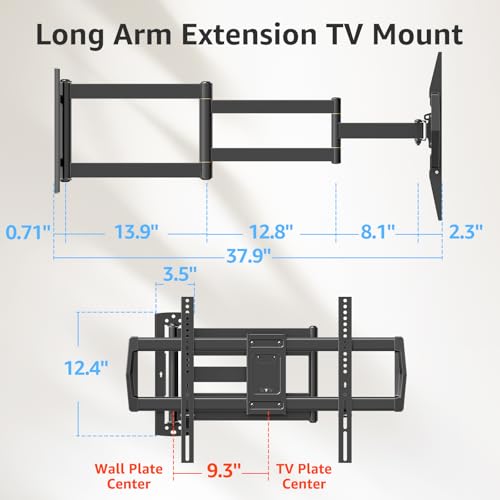 37.9-Inch Long Full Motion TV Wall Mount for 42-75 Inch Screens - Corner Mount, Extension & Tilt