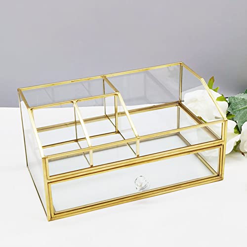 5-Compartment Glass Makeup Brush Organizer Jewelry Display Box - Nordic Style