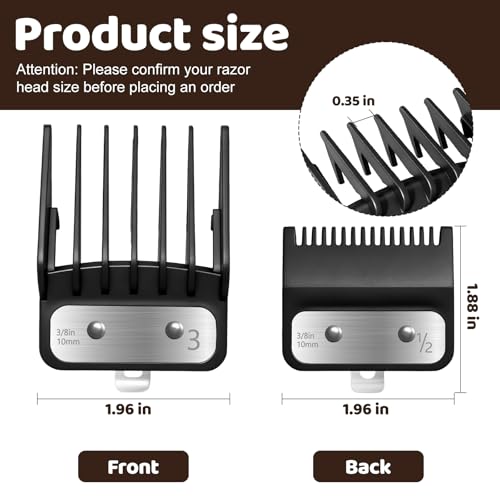 10Pcs Clipper Guards Set for Wahl Clipper Guards Set with Metal Clip£¬Professional Hair Clipper Guards Cutting Guides Compatible with Most Wahl Clippers from 1/16" to 1"(Black£©