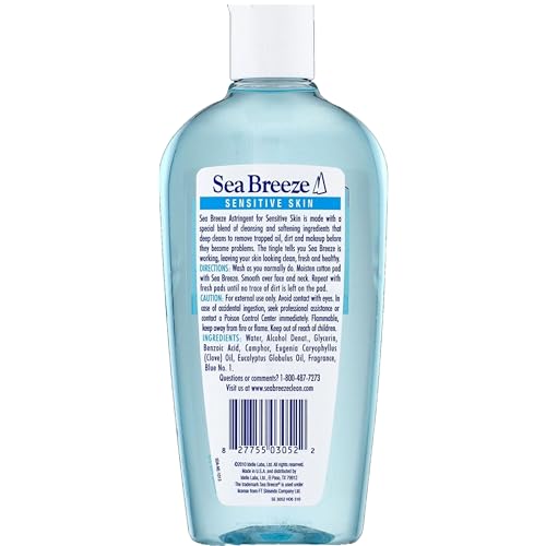 Seabreeze Deep Cleaning Facial Astringent for Sensitive Skin 10oz (Pack of 3) – Gentle, Oil-Control Toner for Delicate Skin