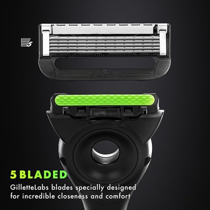 Gillette Labs Mens Razor Blade Refills Compatible with Gillette Labs Razors - 4 Cartridges With Exfoliating Bar