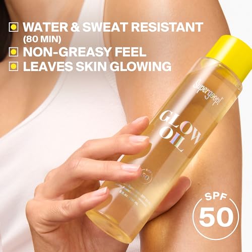 SPF 50 Body Oil Sunscreen with Glow & Hydration - 5 Fl Oz - Non-Greasy, Water-Resistant, Nourishing SPF Oil