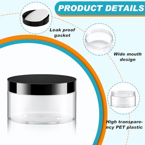 10 oz Clear PET Jar with Black Lid and Label - Leakproof Storage, Versatile for DIY & Kitchen