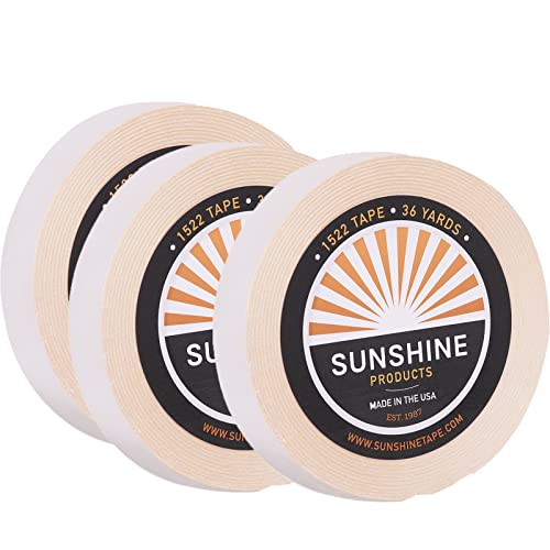 3 Pack Wig Tape Rolls - 1522 Transparent Hair Replacement Adhesive, 3/4" x 36 Yards, Hypoallergenic, Daily Wear, Best Value