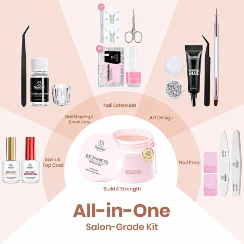 Beetles Hard Gel Nail Extension Kit with Tips & Sculpting Tools, HEMA-Free