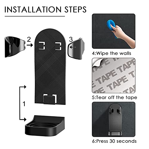 Linkidea 2 Pack Wall Mount Electric Shaver Holder, Self-adhesive Shower Organizer for Philips 7, 9 Series, Bathroom Razor Stand (Black)