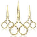 Mudder 3 Pack Small Nose Scissors Facial Hair Trimming Mini Beauty Stainless Steel Grooming Pointed Scissor for Grooming Eyebrows, Nose, Mustache, Beard(Gold)