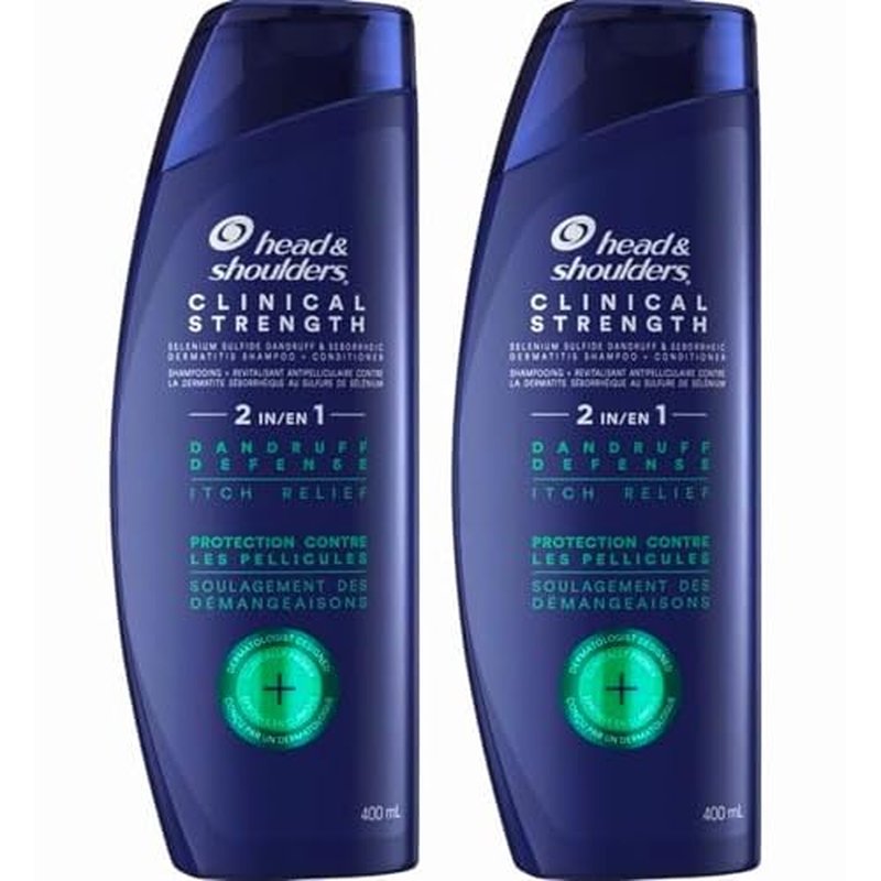 Head & Shoulders Clinical Strength Dandruff Defense 2-in-1 Shampoo + Conditioner, Itch Relief Shampoo, Flake Control, Seborrheic Dermatitis Care, 13.5 Ounce Bottles, Pack of 2