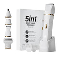 5-in-1 Bikini Trimmer Electric Razors with USB Cord, Excellent Facial Hair Elimination, Wet/Dry Body Shaver for Nose, Eyebrows, Beard, Leg, and Arm, IPX7 Waterproof (White)