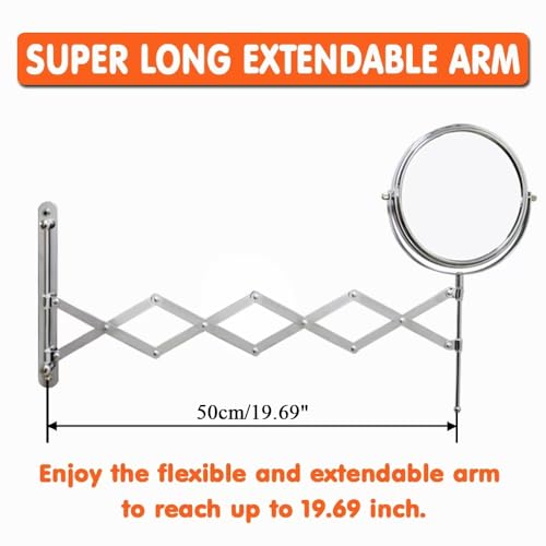 Welllink 8-Inch Extendable Wall Mirror with 10X Magnification - Chrome, Variation 10X