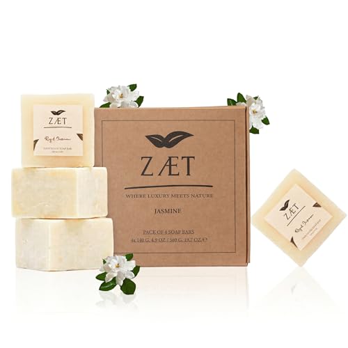ZAET Royal Jasmine Soap Bar 5oz Pack of 4 Handmade Natural Body & Face Wash