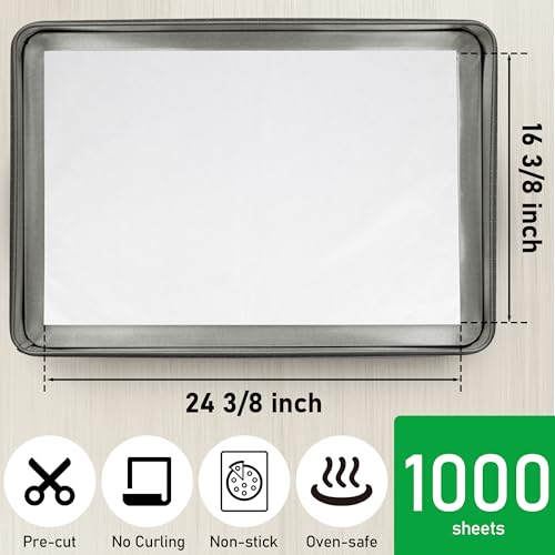 Precut White Parchment Baking Sheets 16-3/8 x 24-3/8 Inches - Full Pan 1000 pcs