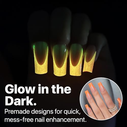 SXC Cosmetics X-Pro Tips French Tip Press On Nails - Bright Pastel Glow in the Dark Series (GLOW117-M Square)