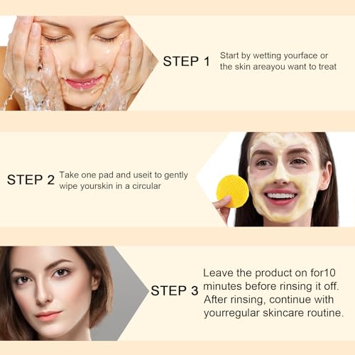 Turmeric Kojic Acid Cleansing Pads for Face Dark Spots - Hydrates & Plumps Skin- Sensitive Skin Friendly - Helps Balance Skin Oil and Water 50 PCS LXQ