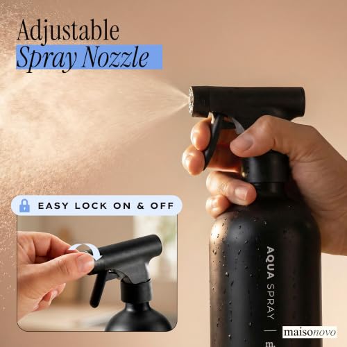 MaisoNovo Black Glass Hair Spray Bottle - 16.9 Oz, Pack of 2, Salon-Quality Styling