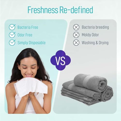 Disposable Face Towels 160 Count - Ultra Soft 100% Cotton, Extra Large for Face & Makeup Removal - Variation of This Listing
