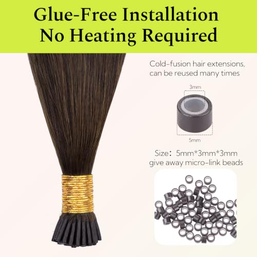 Hotbanana I Tip Human Hair Extensions #4 Chocolate Brown 18 Inch 50g Cold Fusion