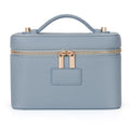 Blue Waterproof Leather Makeup Bag Vanity Case with Removable Divider