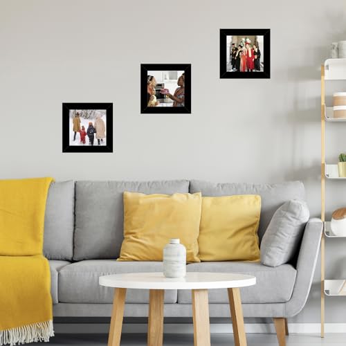 4x4 Black Picture Frame Set of 2 Wall Mount or Tabletop Display