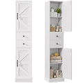 Tall Narrow Bathroom Storage Cabinet with 2 Doors & Drawers - White 11.8" W