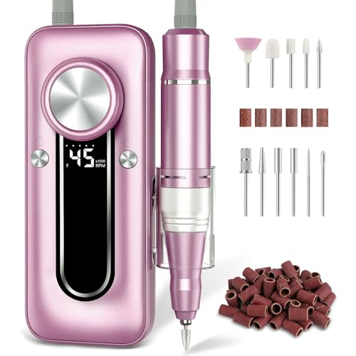 TUOBEO Cordless Nail Drill - Pink & Purple Portable Electric Nail File 45000 RPM
