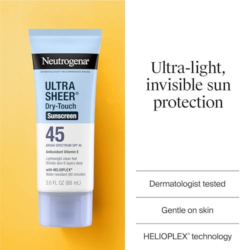 Neutrogena SPF 45 Ultra Sheer Sunscreen Lotion for Face & Body - Water-Resistant, Lightweight & Non-Greasy