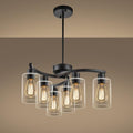 Sigaitwei 21.7in 6-Light Modern Black Pendant Chandelier for Dining & Kitchen Island