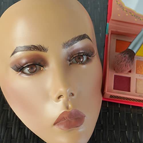 Full Face Makeup Practice Board Silicone Mannequin with Eye & Lip Details - Golden Wheat