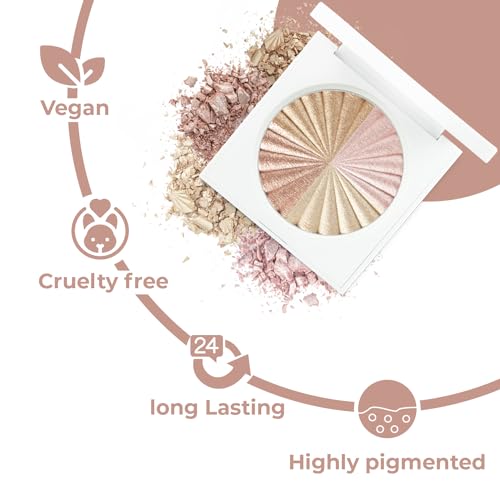 Pressed Powder Highlighter - All Shades in 1 Compact | Pearl Shimmer Face Makeup