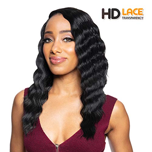 Synthetic Lace Front Wig with Crimped Hair 16 Inch - Off Black (1B) Variation